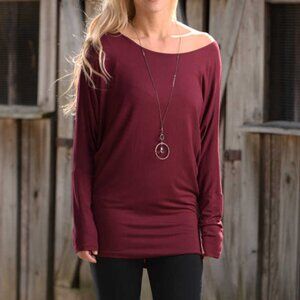 Get the Inside Scoop - Dolman Shirt - Wine